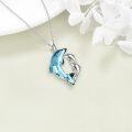 wholesale 925 Sterling Silver Blue Crystal Mother & Child Dolphins Pendant Necklaces Gift for Women Girls-0-5