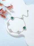 wholesale 925 Sterling Silver Heart & Flower Charm Adjustable Bracelet for Women and Girls Gift-0-4