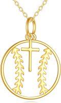 wholesale 14K Gold Baseball Cross Sports Pendant Necklace - Religious Gifts for Women and Men-0-0