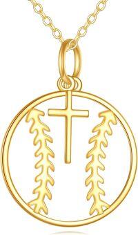 wholesale 14K Gold Baseball Cross Sports Pendant Necklace - Religious Gifts for Women and Men-Baseball Cross