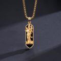 wholesale 925 Sterling Silver Gold Plated Saint Sebastian Black Onyx Pendant Necklace-0-1
