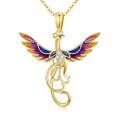 wholesale 14k Gold Phoenix Pendant Necklace Cubic Zirconia Colorful Enamel Wings For Women-0-0