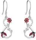 wholesale 925 Sterling Silver Ladybug Flower Drop Earrings for Women and Girls-0-0