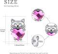 wholesale 925 Sterling Silver Pink Heart Cat Stud Earrings - Adorable Kitty  for Girls & Women-0-3