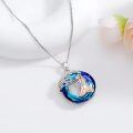 wholesale 925 Sterling Silver Blue Crystal Angel Playing Violin Tree of Life Pendant Necklace for Women-0-2