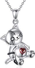 wholesale 925 Sterling Silver & Crystal Goth Cat Voodoo Doll Pendant Necklace, Gothic Jewelry-0-0