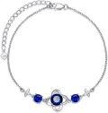 wholesale 925 Sterling Silver Blue Stone Flower Design Adjustable Anklet Gift for Women and Girls-0-0