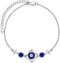 wholesale 925 Sterling Silver Blue Stone Flower Design Adjustable Anklet Gift for Women and Girls-Blue Anklet