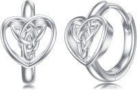 wholesale 925 Sterling Silver Heart Celtic Knot Huggie Hoop Earrings Triquetra  for Women-Celtic Love Knot Earrings-2