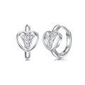 wholesale 925 Sterling Silver Celtic Trinity Knot Heart Hoop Earrings White Gold Plated For Women-0-0