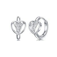 wholesale 925 Sterling Silver Celtic Trinity Knot Heart Hoop Earrings White Gold Plated For Women-Celtic Love Knot Earrings-2