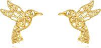 wholesale 14K Gold Mini Hummingbird Stud Earrings Fine Filigree Jewelry Gifts-Filigree Hummingbird