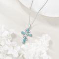 wholesale 925 Sterling Silver Turquoise Inlay Cross Pendant Necklace Religious  for Women and Men-0-3