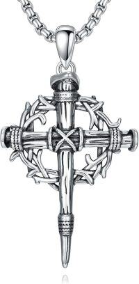 wholesale 925 Sterling Silver & Gold-Plated Black Christian Cross Necklace  - 22 + Extender-Oxidized