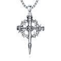 wholesale 925 Sterling Silver & Gold-Plated Black Christian Cross Necklace  - 22 + Extender-0-0