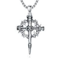 wholesale 925 Sterling Silver & Gold-Plated Black Christian Cross Necklace  - 22 + Extender-Oxidized