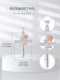 wholesale 925 Sterling Silver Rose Engraved Cross Pendant I Love You Forever Daughter Necklace for Women, 1.37 x 0.86, 18+2 Chain, Gift for Mom Grandma Wife Girlfriend-0-1
