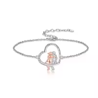 TOUPOP Sterling Silver & Stone Heart Bracelets Sister Gifts-undefined