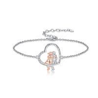TOUPOP Sterling Silver & Stone Heart Bracelets Sister Gifts-undefined