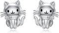 wholesale 925 Sterling Silver Cat Stud Earrings - Hypoallergenic  for Women-0-0