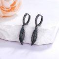 wholesale 925 Sterling Silver Black Feather Drop Earrings with Turquoise and Malachite Accents-0-2