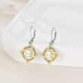 wholesale 925 Sterling Silver Celtic Knot Pearl Leverback Earrings Gold Plated 3D Design-0-2