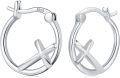 wholesale 925 Sterling Silver Cross Hoop Earrings with Stone - Religious  for Women-0-0