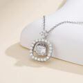 wholesale White Gold Plated Silver & Moissanite Geometric Cushion Cut Solitaire Necklace 1.0ct w/GRA Card-0-1