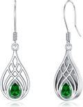 wholesale 925 Sterling Silver Moss Agate Teardrop Dangle Earrings for Women-0-0