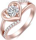 wholesale TOUPOP Heart Rose Gold Moissanite Engagement Rings For Women Promise Rings 1 Carat 925 Sterling Silver 14k Gold Plated Wedding Band Anniversary Valentine's Day Gift For Wife Girlfriend (rose Gold, 7) -0-0