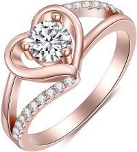 wholesale TOUPOP Heart Rose Gold Moissanite Engagement Rings For Women Promise Rings 1 Carat 925 Sterling Silver 14k Gold Plated Wedding Band Anniversary Valentine's Day Gift For Wife Girlfriend (rose Gold, 7) -undefined