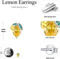 wholesale 925 Sterling Silver Yellow Citrine Green Emerald Flower Stud Earrings for Women-0-4