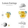 wholesale 925 Sterling Silver Yellow Citrine Green Cz Flower Stud Earrings-0-4