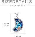 wholesale TOUPOP Birth Month Flower Necklace,925 Sterling Silver Necklace,birth Flower Necklaces With Blue Moon Crystal For Women Birthday Anniversary, Sterling Silver, Crystal -0-4