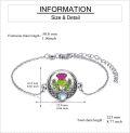 wholesale 925 Sterling Silver Celtic Knot Thistle Heart Bracelet with Stone, Scottish Flower Jewelry for Women & Men, 7.2 Chain, Gift Box-0-4