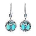 wholesale 925 Sterling Silver Celtic Knot Tree Of Life Earrings Wholesale With Green Malachite And Blue Crystal-0-0