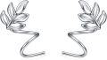 wholesale 925 Sterling Silver Leaf Wrap Stud Earrings - Climbing Ear Jackets for Women and Girls-0-0