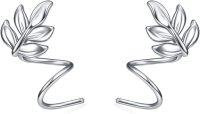 wholesale 925 Sterling Silver Leaf Wrap Stud Earrings - Climbing Ear Jackets for Women and Girls-A-silver