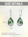 wholesale 925 Sterling Silver 925 Green Jade Teardrop Dangle Earrings with Lotus Flower Design for Women-0-2