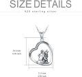 wholesale 925 Sterling Silver Heart Angel and Wolf Pendant Necklace with Cubic Zirconia for Women Girls 45cm Chain Length-0-4