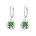 wholesale 925 Sterling Silver Green Pearl Earrings Wholesale With Leaf Design-0-0