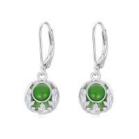 wholesale 925 Sterling Silver Green Pearl Earrings Wholesale With Leaf Design-A01-Leaf Dangle(Green)