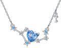 wholesale 925 Sterling Silver Blue Heart Zodiac Pendant Necklace for Women and Moms-0-0