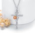 wholesale 925 Sterling Silver Cross with Rose and Butterfly Charm Cremation Urn Necklace for Ashes Keepsake Pendant-0-3