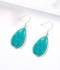 wholesale 18K Gold Plated 925 Sterling Silver Genuine Turquoise Statement Jewelry 27x15mm 4g-0-4