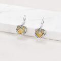 wholesale 925 Sterling Silver Heart Dangle Earrings Wholesale Yellow Cubic Zirconia-0-1