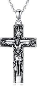 wholesale 925 Sterling Silver Crucifix Pendant with Jesus on the Cross Necklace for Men-0-0