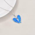 wholesale 925 Sterling Silver Abalone Shell Angel Wing Pendant Necklace with Cubic Zirconia Center Stone-0-13