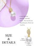 TOUPOP 14K Gold Pearl Necklace with Bow/Heart/Dolphin Pendant-0-4
