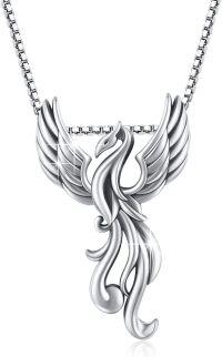 wholesale 925 Sterling Silver Phoenix Pendant Necklace & Earring Set - Nirvana Rebirth Design-Necklace